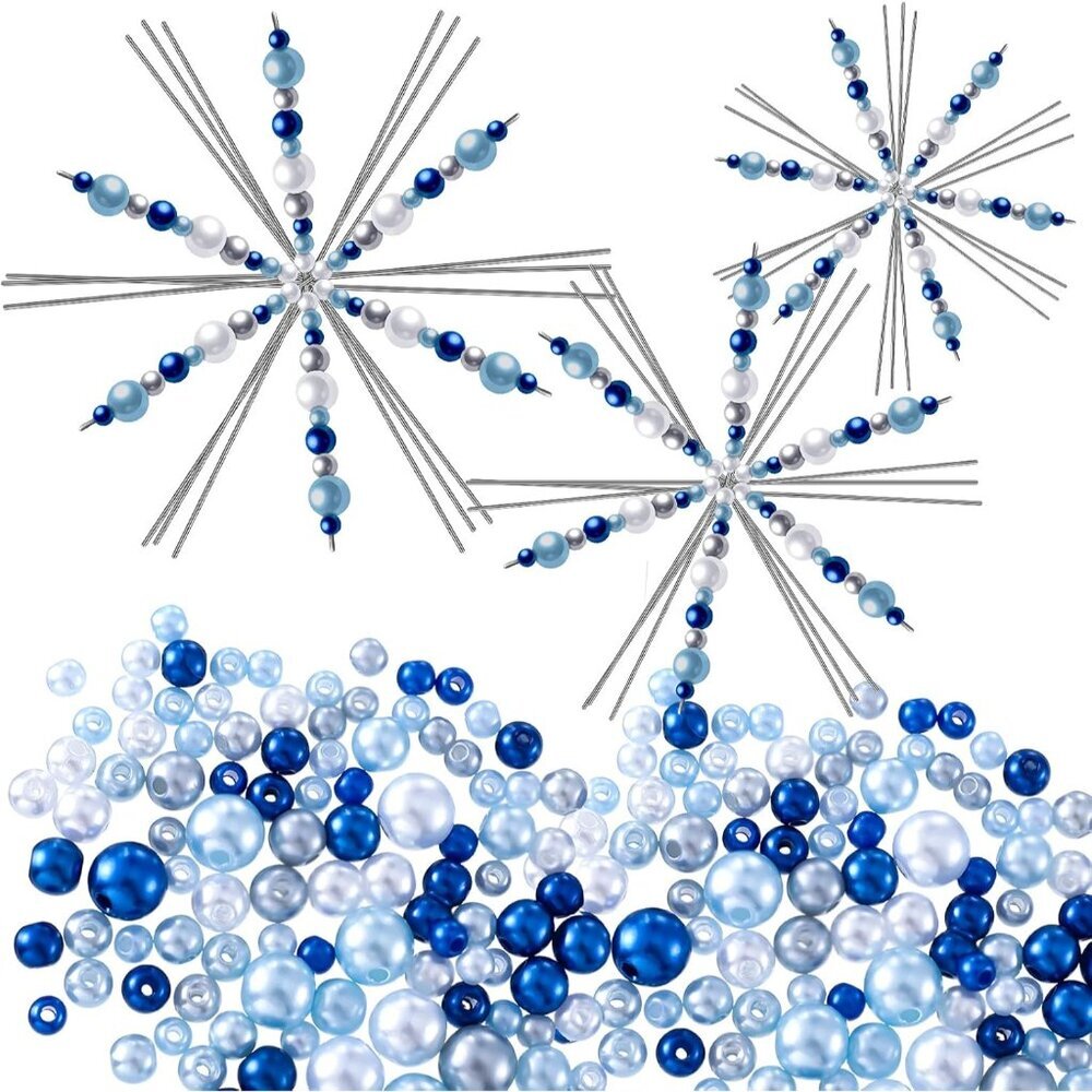 24 Pcs Christmas Snowflakes Wire Forms Metal Snowflake Christmas Beads Wire for